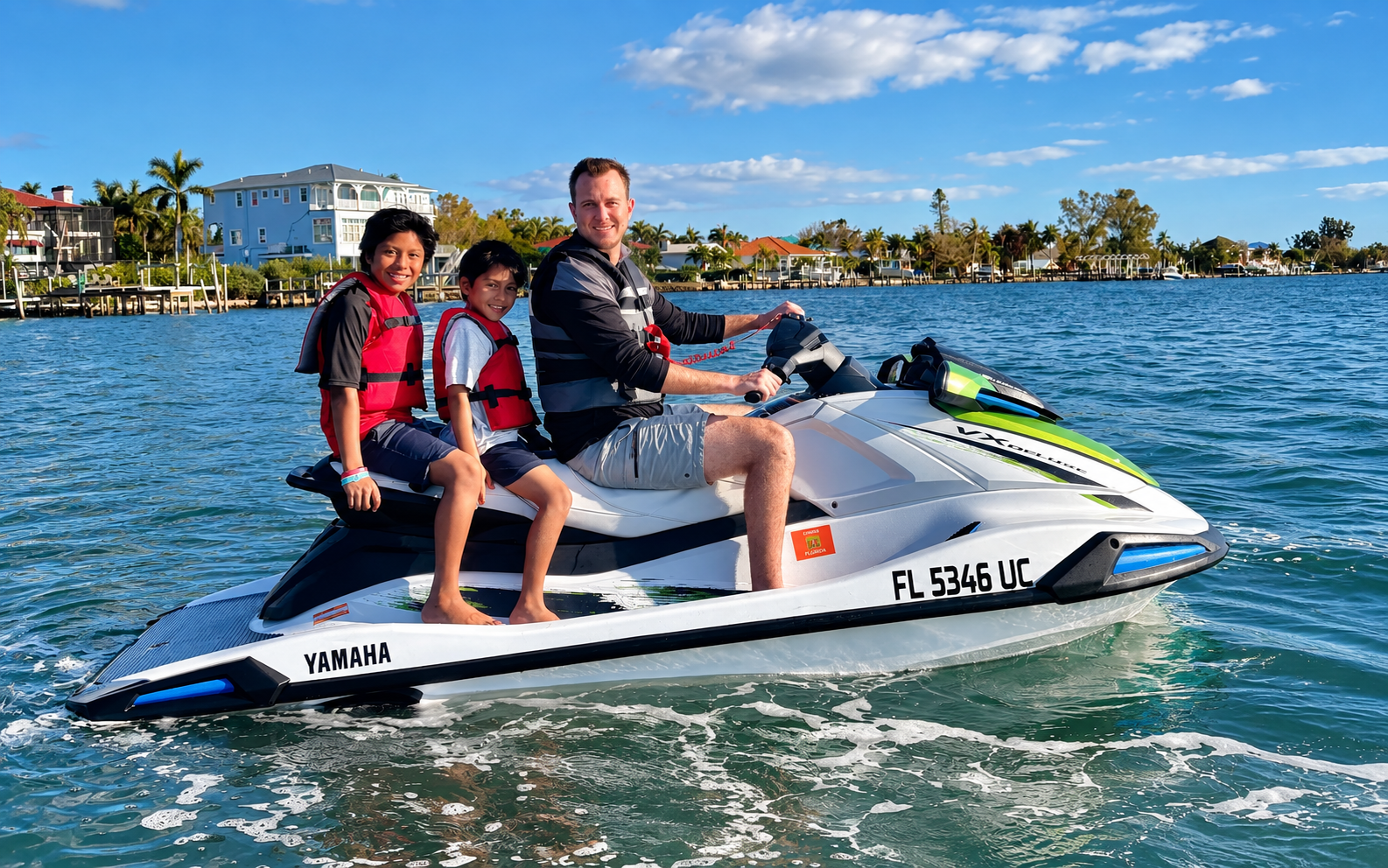Family enjoying a jet ski ride near Bradenton