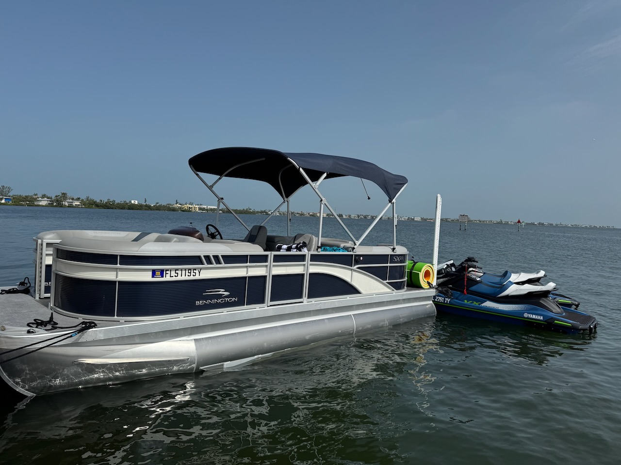 Little Philly pontoon boat ready for guests on Florida water